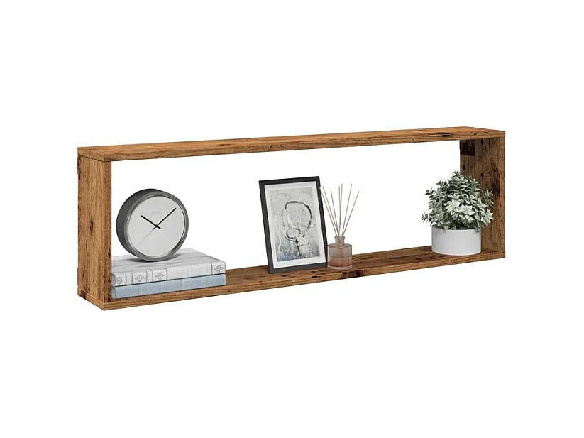 Étagères cube murales 4 pcs vieux bois 100x15x30