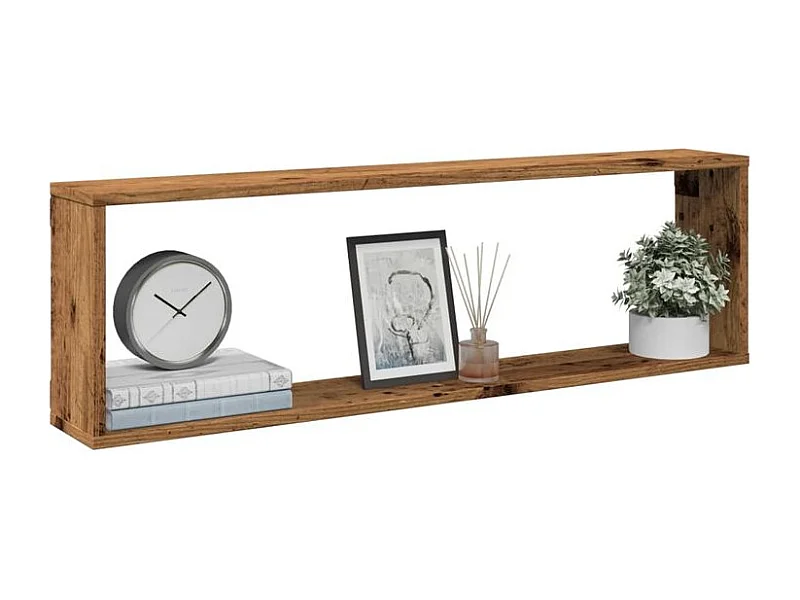 Étagères cube murales 4 pcs vieux bois 100x15x30