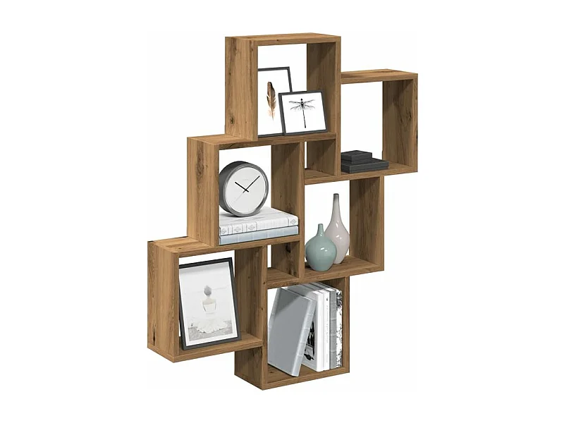 Étagère murale sous forme de cube chêne artisanal 78x15x93