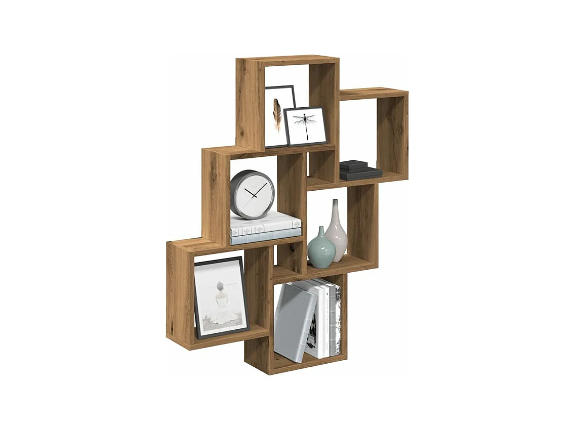 Étagère murale sous forme de cube chêne artisanal 78x15x93