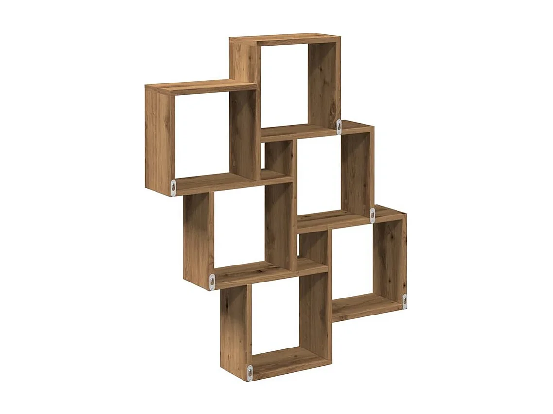 Étagère murale sous forme de cube chêne artisanal 78x15x93