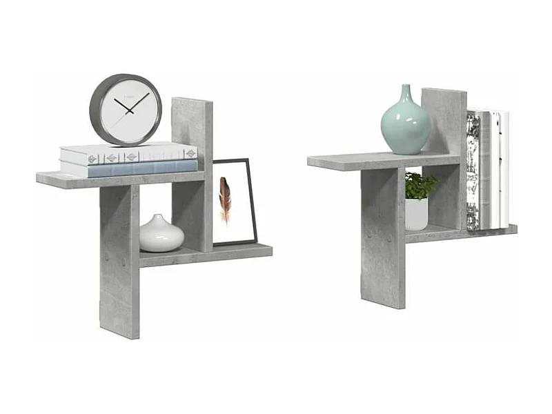Étagères murales 2 pcs gris béton 38x12x38 bois d'ingénierie