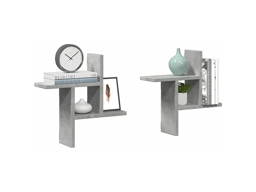 Étagères murales 2 pcs gris béton 38x12x38 bois d'ingénierie