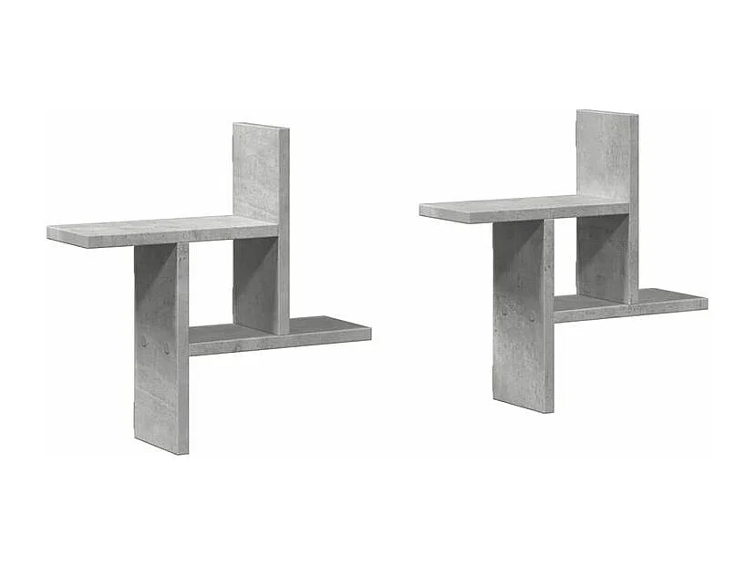 Étagères murales 2 pcs gris béton 38x12x38 bois d'ingénierie