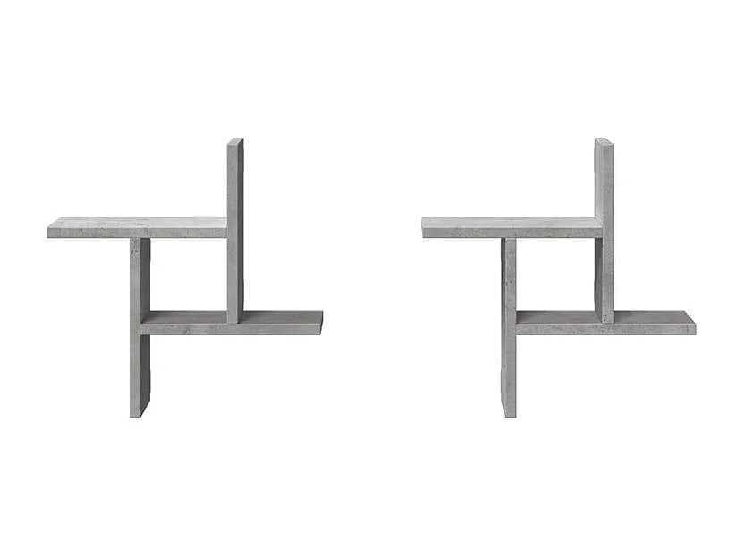 Étagères murales 2 pcs gris béton 38x12x38 bois d'ingénierie