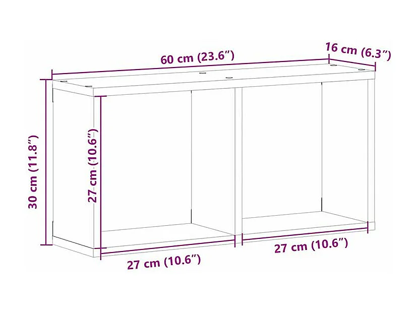 Armoire murale 60x16x30 noir bois d'ingénierie