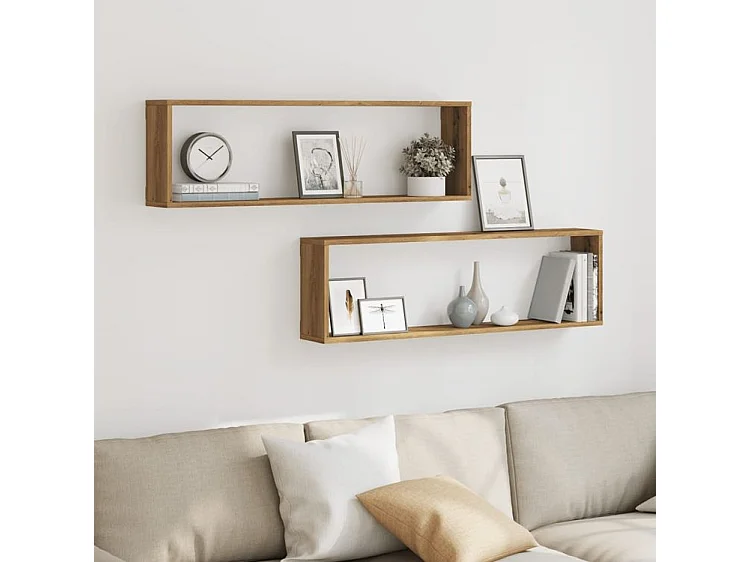 Étagères cube murales 2 pcs chêne artisanal bois ingénierie