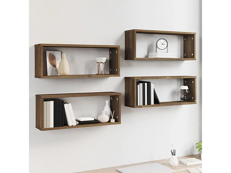 Étagères murales cube 4 pcs Chêne marron Bois d’ingénierie