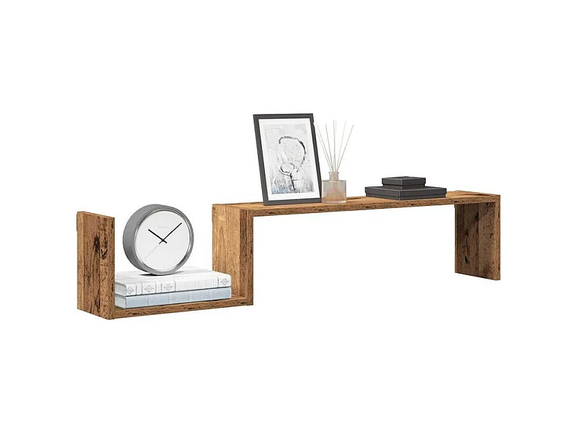 Étagères murales 2 pcs vieux bois 100x15x20 bois d'ingénierie