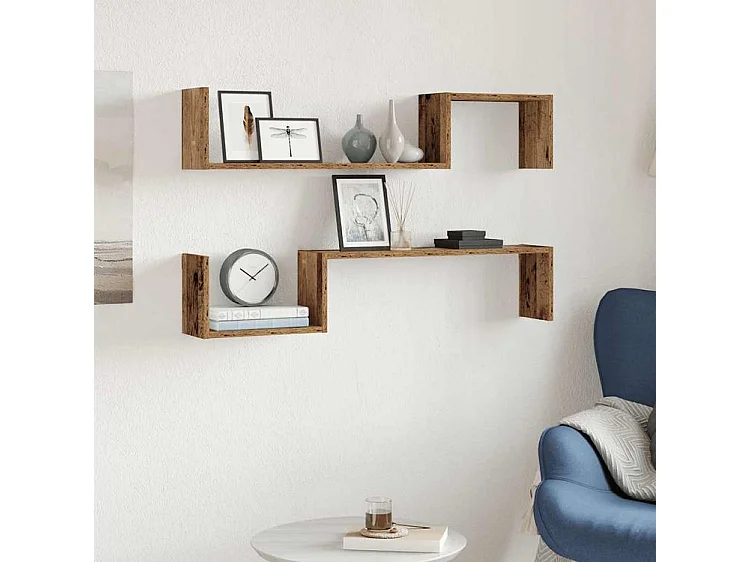 Étagères murales 2 pcs vieux bois 100x15x20 bois d'ingénierie