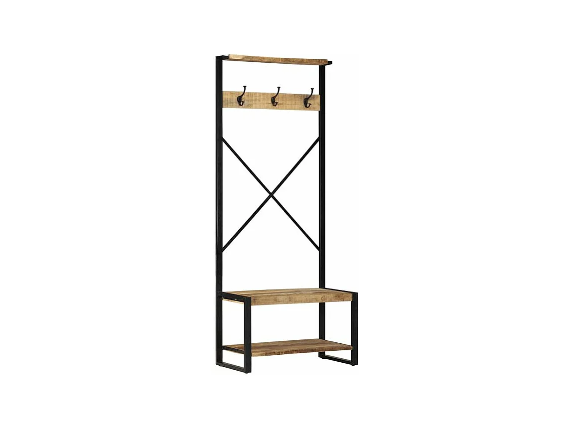 Porte-vêtements 80x40x190 bois de manguier massif brut