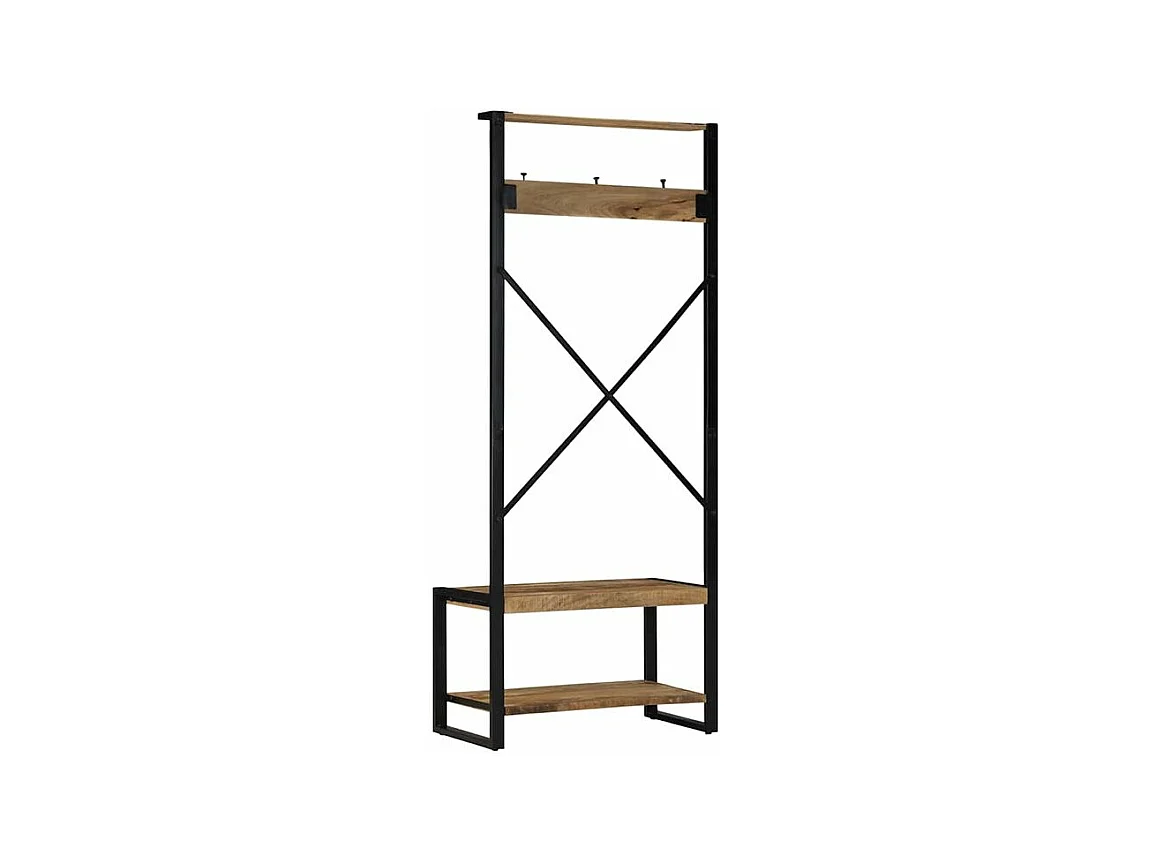Porte-vêtements 80x40x190 bois de manguier massif brut