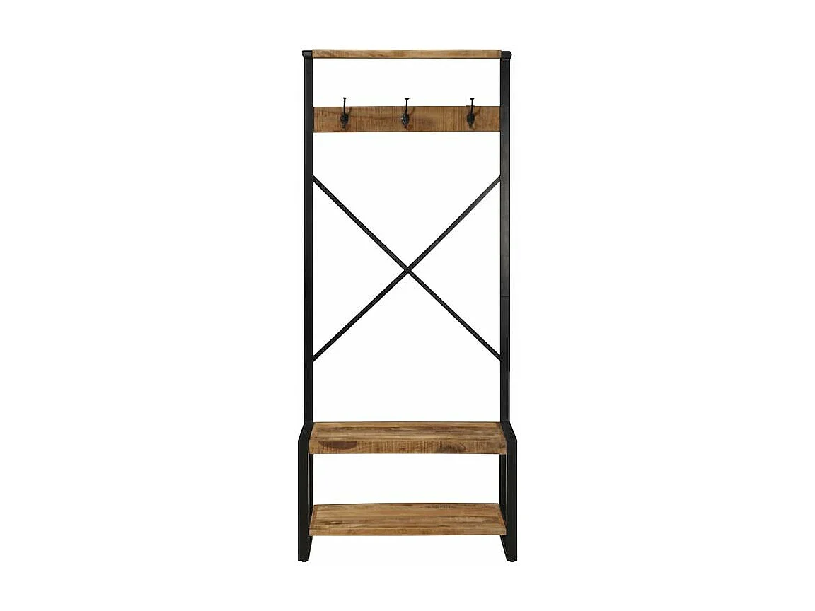 Porte-vêtements 80x40x190 bois de manguier massif brut