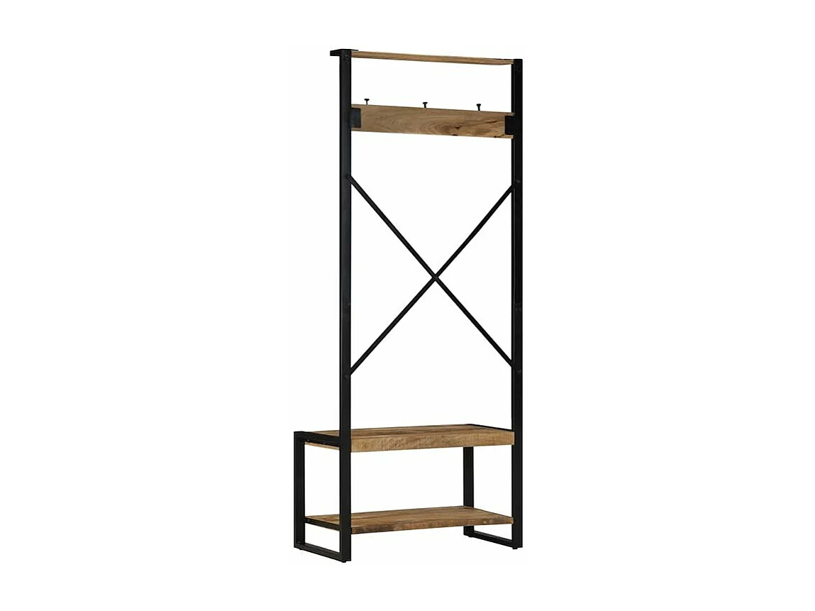 Porte-vêtements 80x40x190 bois de manguier massif brut