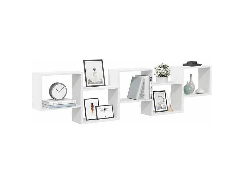 Étagère cube murale 5 compartiments blanc bois d'ingénierie