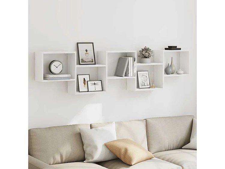 Étagère cube murale 5 compartiments blanc bois d'ingénierie