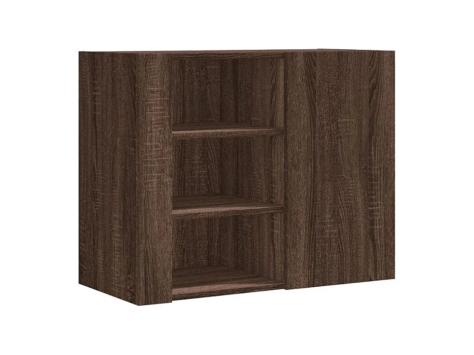 Armoire murale 1 porte 1 étagère Valentine L60xH75xP35 – A poser au sol ou au mur-Couleur Noyer