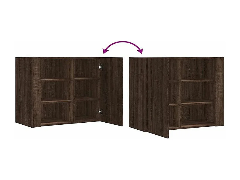 Armoire murale 1 porte 1 étagère Valentine L60xH75xP35 – A poser au sol ou au mur-Couleur Noyer