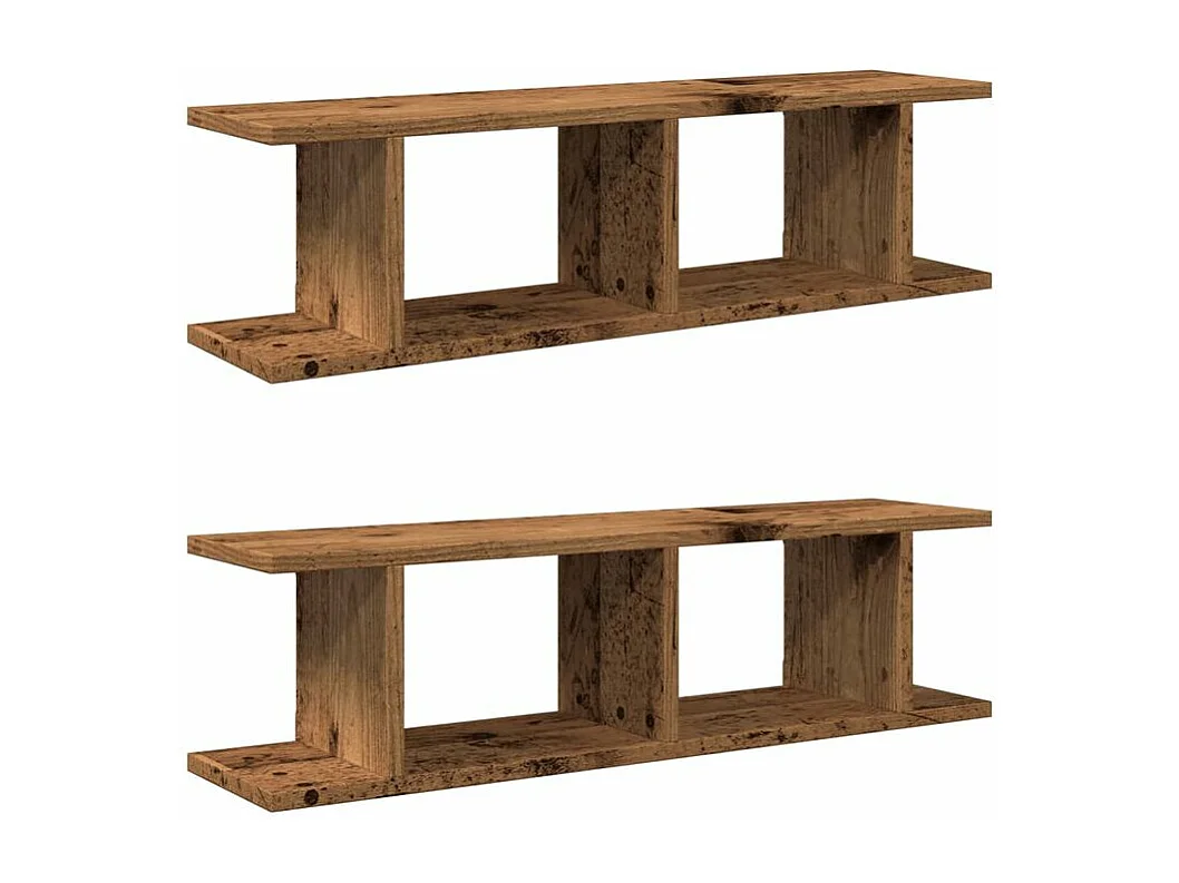 Étagères murales 2 pcs vieux bois 90x18x20 bois d'ingénierie