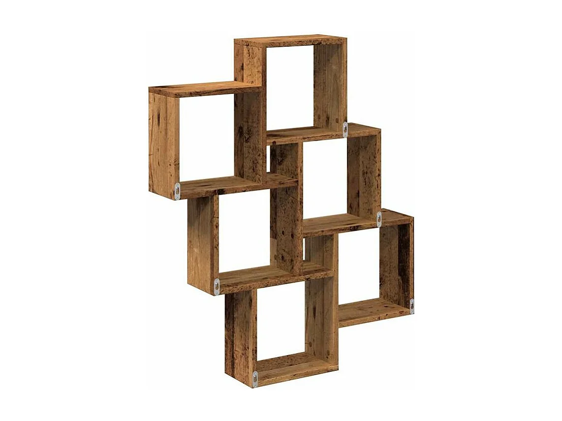 Étagère murale sous forme de cube vieux bois 78x15x93