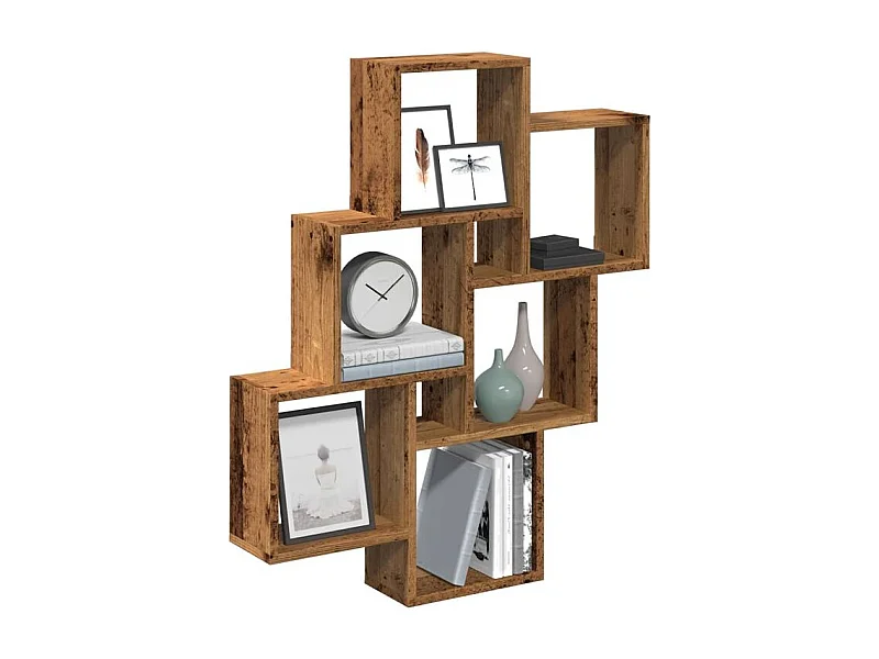 Étagère murale sous forme de cube vieux bois 78x15x93