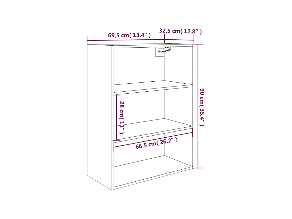 Armoire murale suspendue Chêne marron 69,5x32,5x90