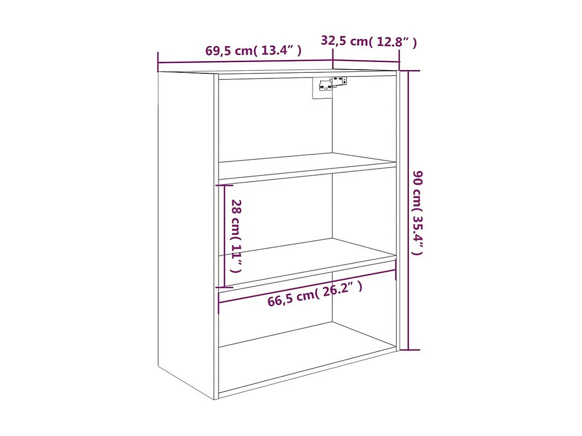Armoire murale suspendue Chêne marron 69,5x32,5x90