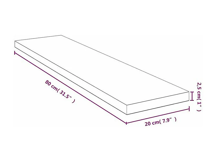 Étagère murale 80x20x2,5 bambou