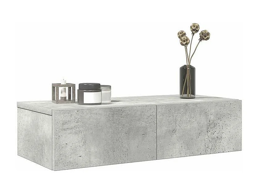 Étagère murale avec tiroirs gris béton bois d'ingénierie