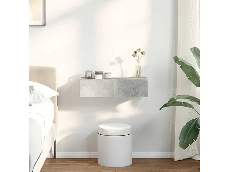 Wandschap met lades 60x26,5x15 cm bewerkt hout betongrijs