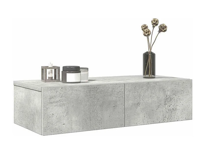Wandschap met lades 60x26,5x15 cm bewerkt hout betongrijs