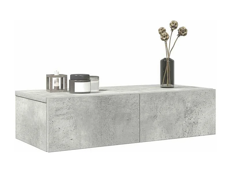 Étagère murale avec tiroirs gris béton bois d'ingénierie