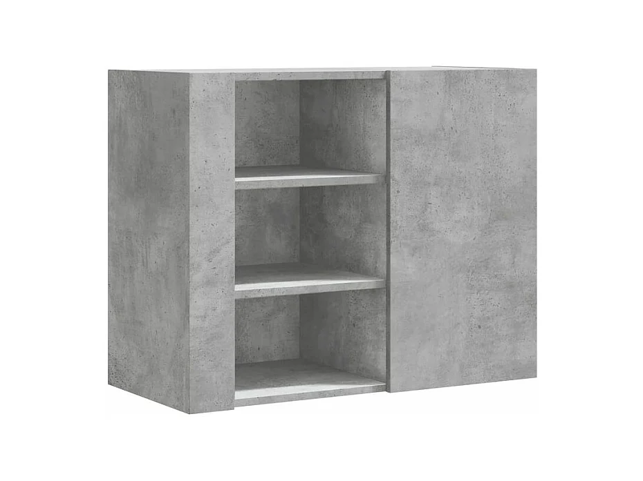 Armoire murale 1 porte 1 étagère Valentine L60xH75xP35 – A poser au sol ou au mur-Couleur Gris béton