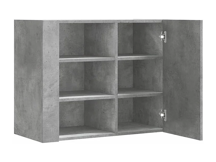 Armoire murale 1 porte 1 étagère Valentine L60xH75xP35 – A poser au sol ou au mur-Couleur Gris béton