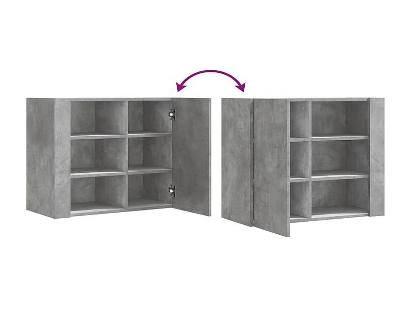 Armoire murale 1 porte 1 étagère Valentine L60xH75xP35 – A poser au sol ou au mur-Couleur Gris béton