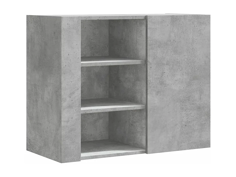 Armoire murale 1 porte 1 étagère Valentine L60xH75xP35 – A poser au sol ou au mur-Couleur Gris béton