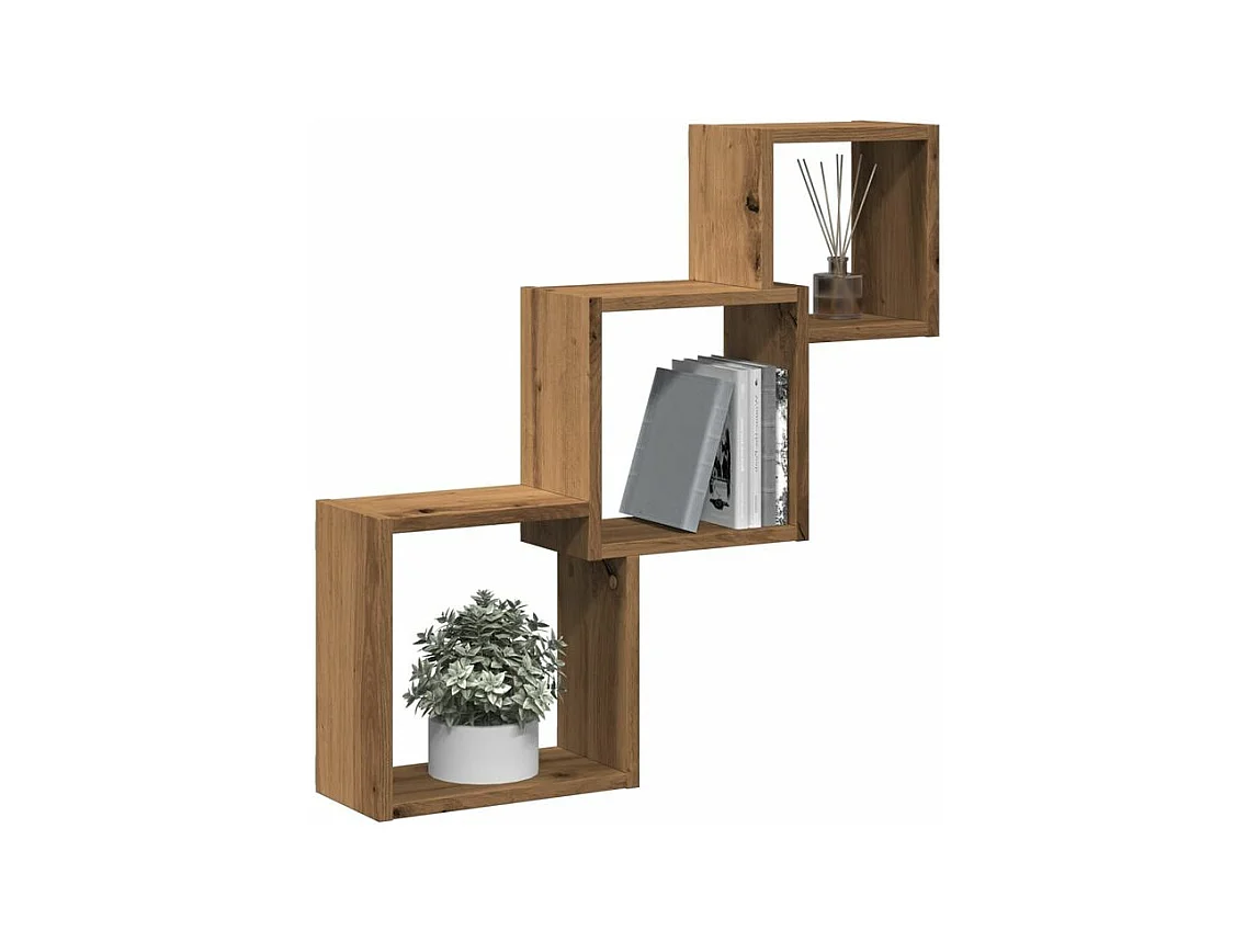 Étagères murales forme de cube chêne artisanal bois ingénierie