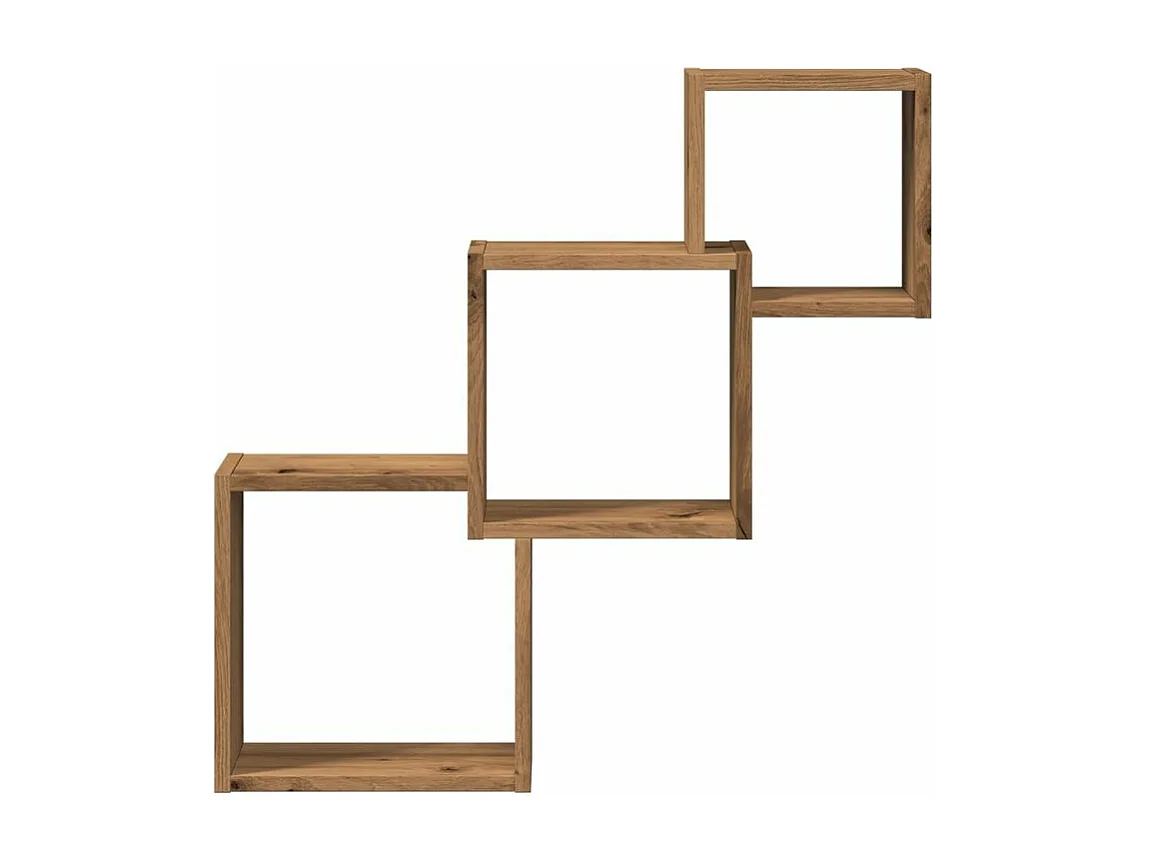 Étagères murales forme de cube chêne artisanal bois ingénierie