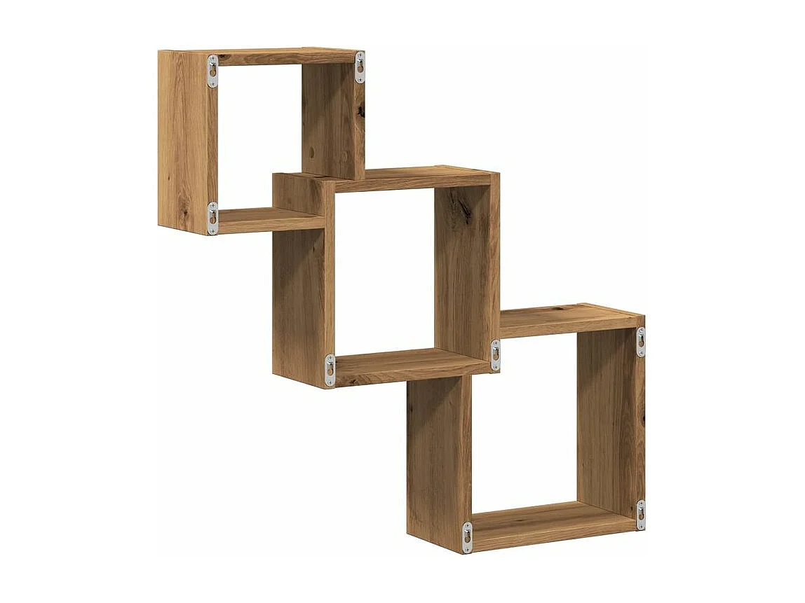 Étagères murales forme de cube chêne artisanal bois ingénierie