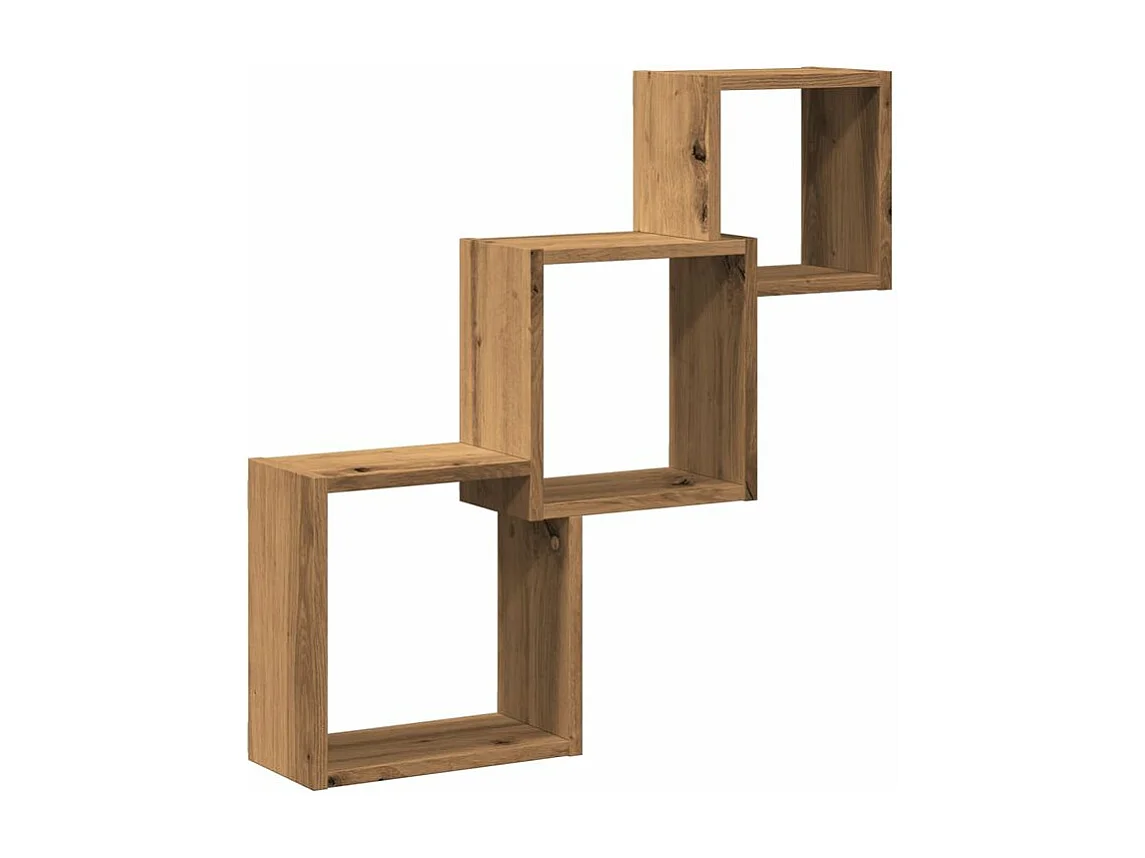 Étagères murales forme de cube chêne artisanal bois ingénierie