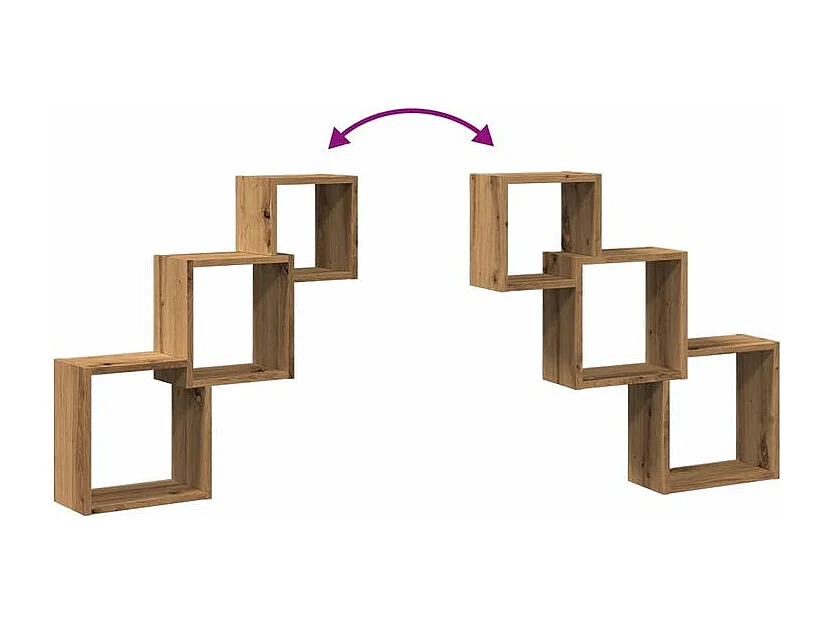 Étagères murales forme de cube chêne artisanal bois ingénierie