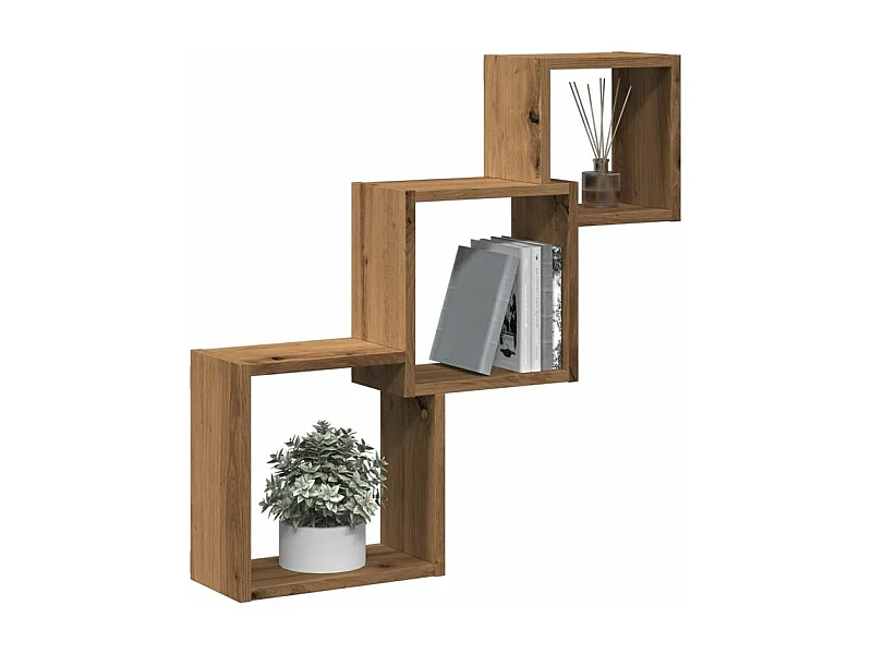 Étagères murales forme de cube chêne artisanal bois ingénierie