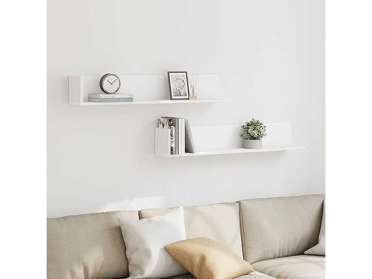 Étagères murales 2 pcs blanc 100x16,5x16,5 bois d'ingénierie