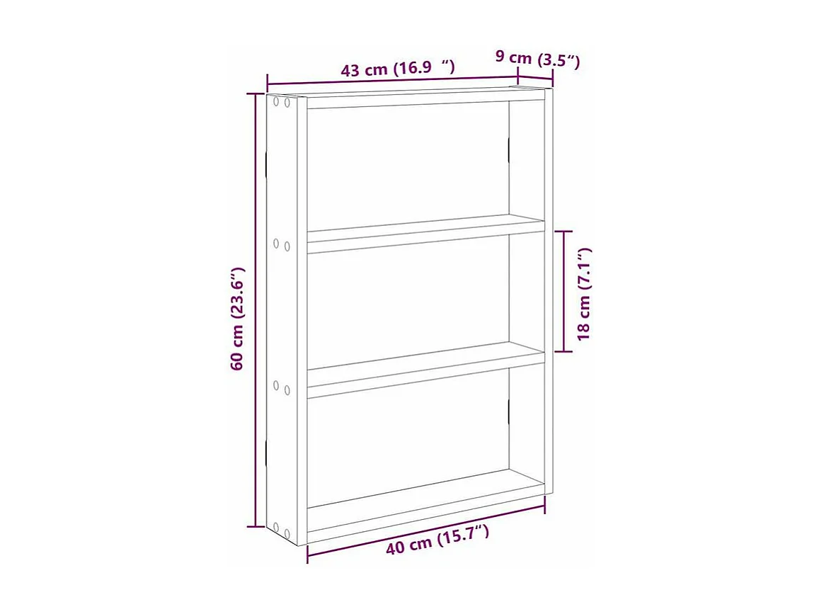 Étagère murale noir 43x9x60 bois d'ingénierie