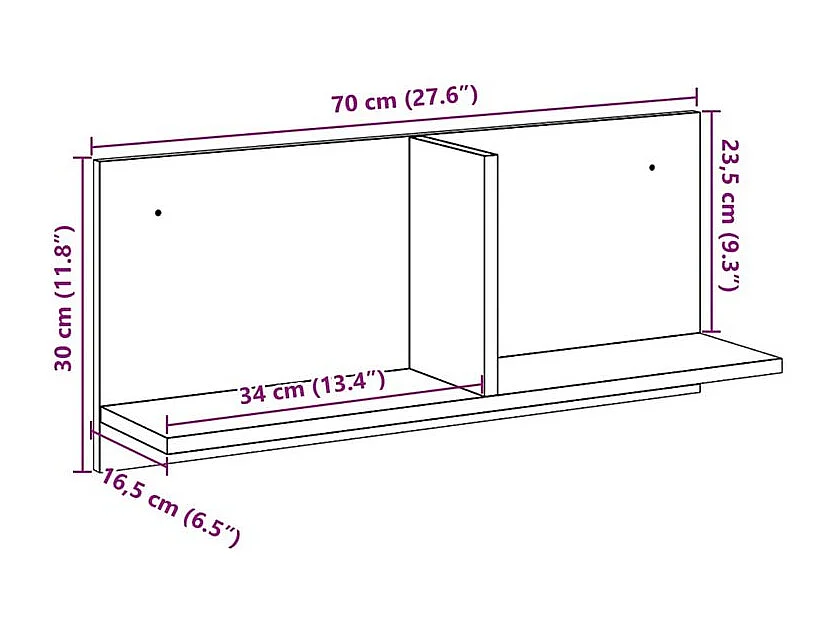 Armoire murale 70x16,5x30 chêne sonoma bois d'ingénierie