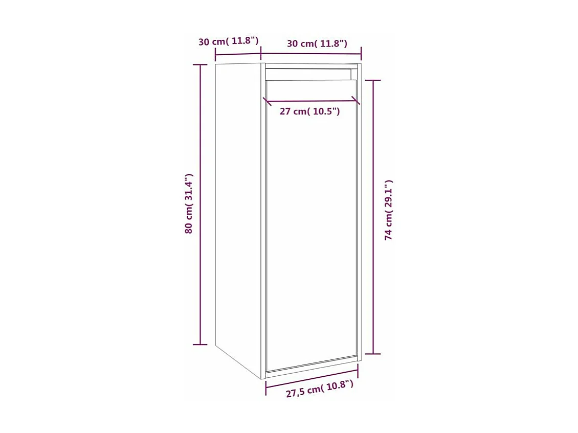 Armoire murale Blanc 30x30x80 Bois de pin massif