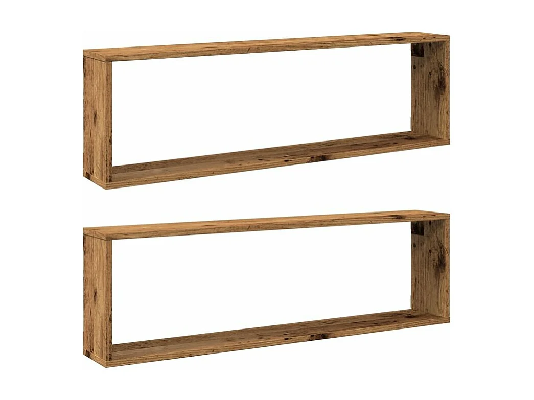 Étagères cube murales 2 pcs vieux bois 100x15x30