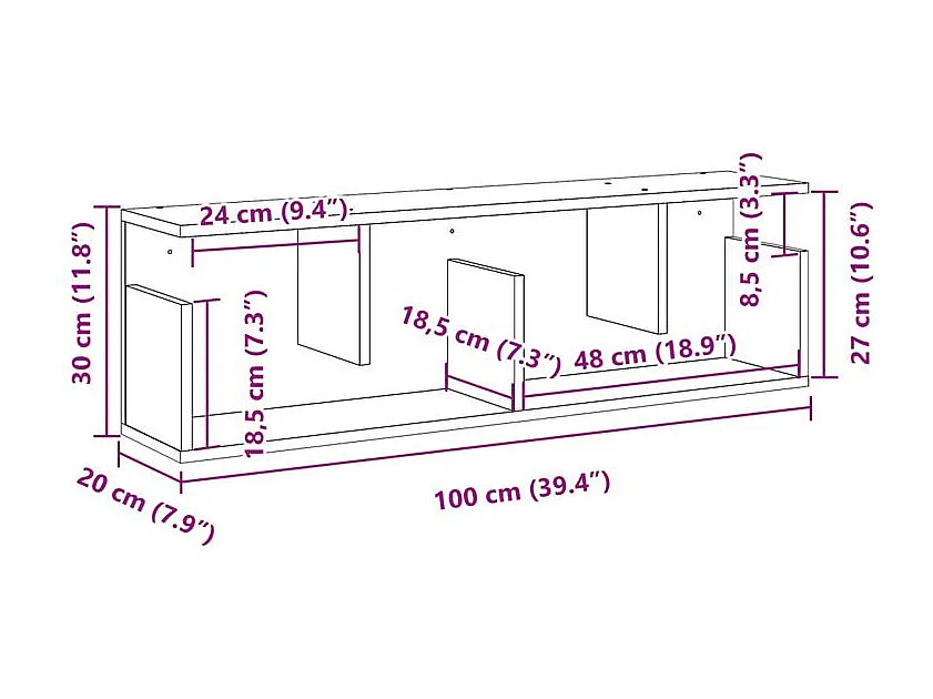 Armoire murale 100x20x30 blanc bois d'ingénierie