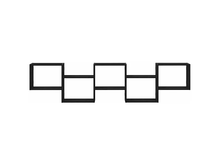 Étagère cube murale 5 compartiments noir bois d'ingénierie