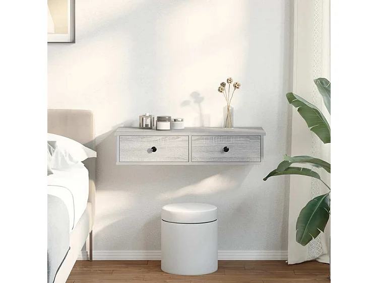 Étagère murale avec tiroirs sonoma gris bois d'ingénierie